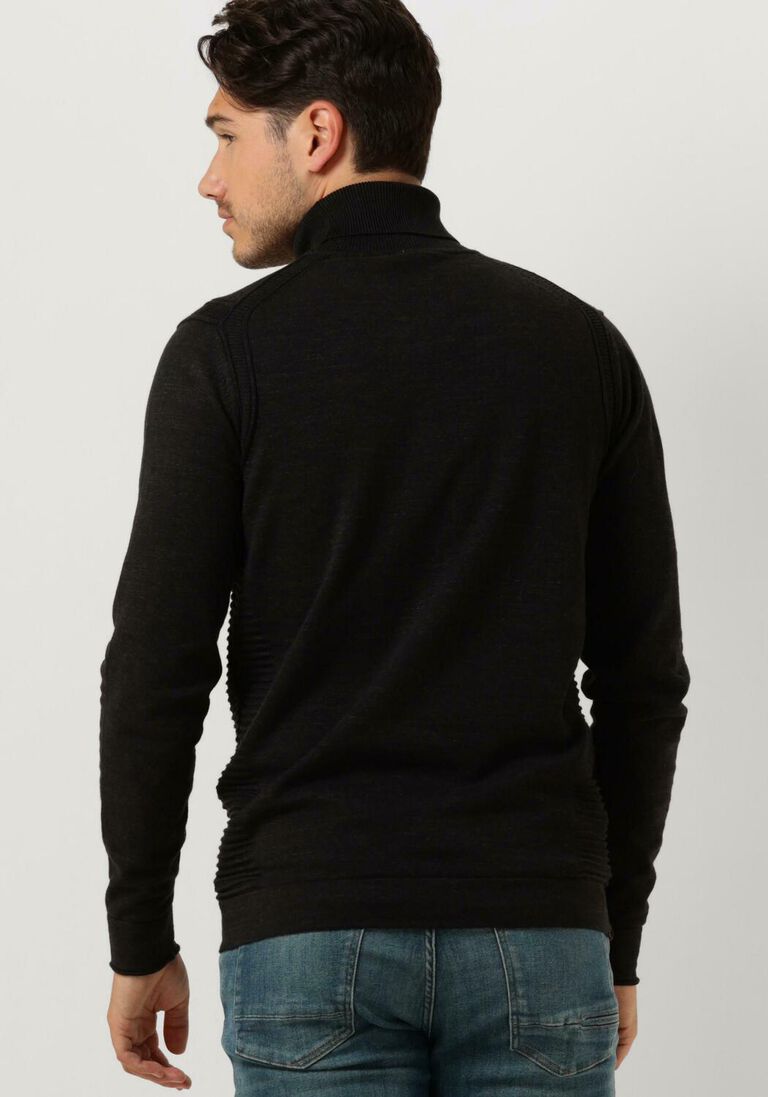 CAST IRON zwarte cast iron coltrui turtleneck cotton heather plated