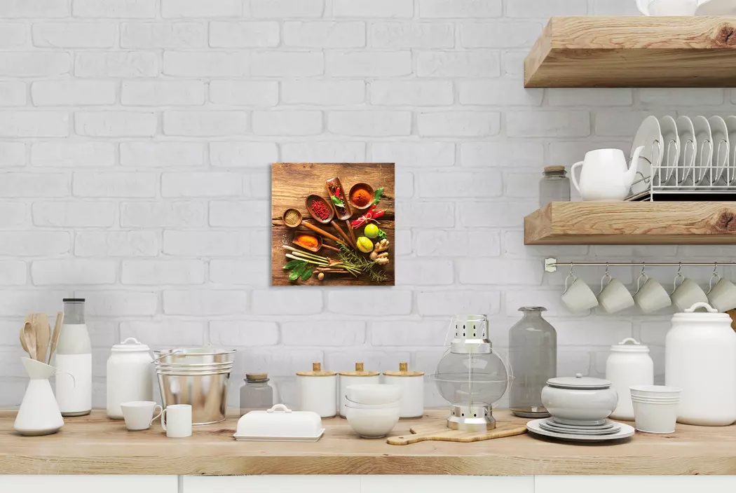 Glasbild 30 x 30 cm Herbs and spices