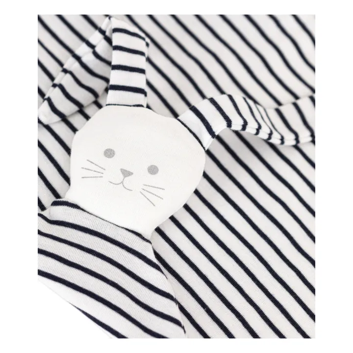 Petit Bateau Doudou Mabien Lapin Rayé | Bleu marine