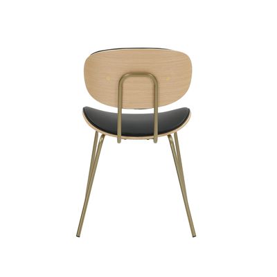 Chaise Visiteur THESEE - 4 pieds - bois multiplis imitation chêne clair et polyuréthane noir