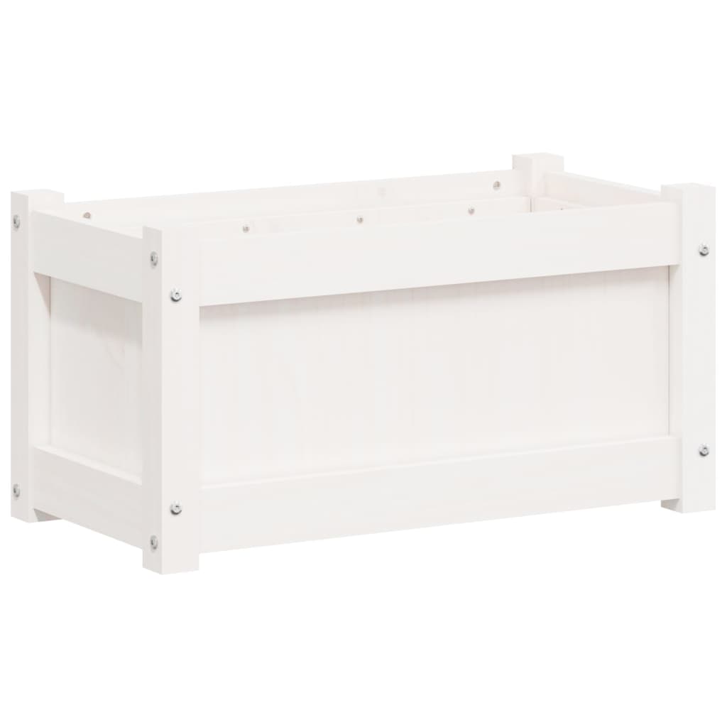 Jardinière blanc 60x31x31 cm bois de pin massif