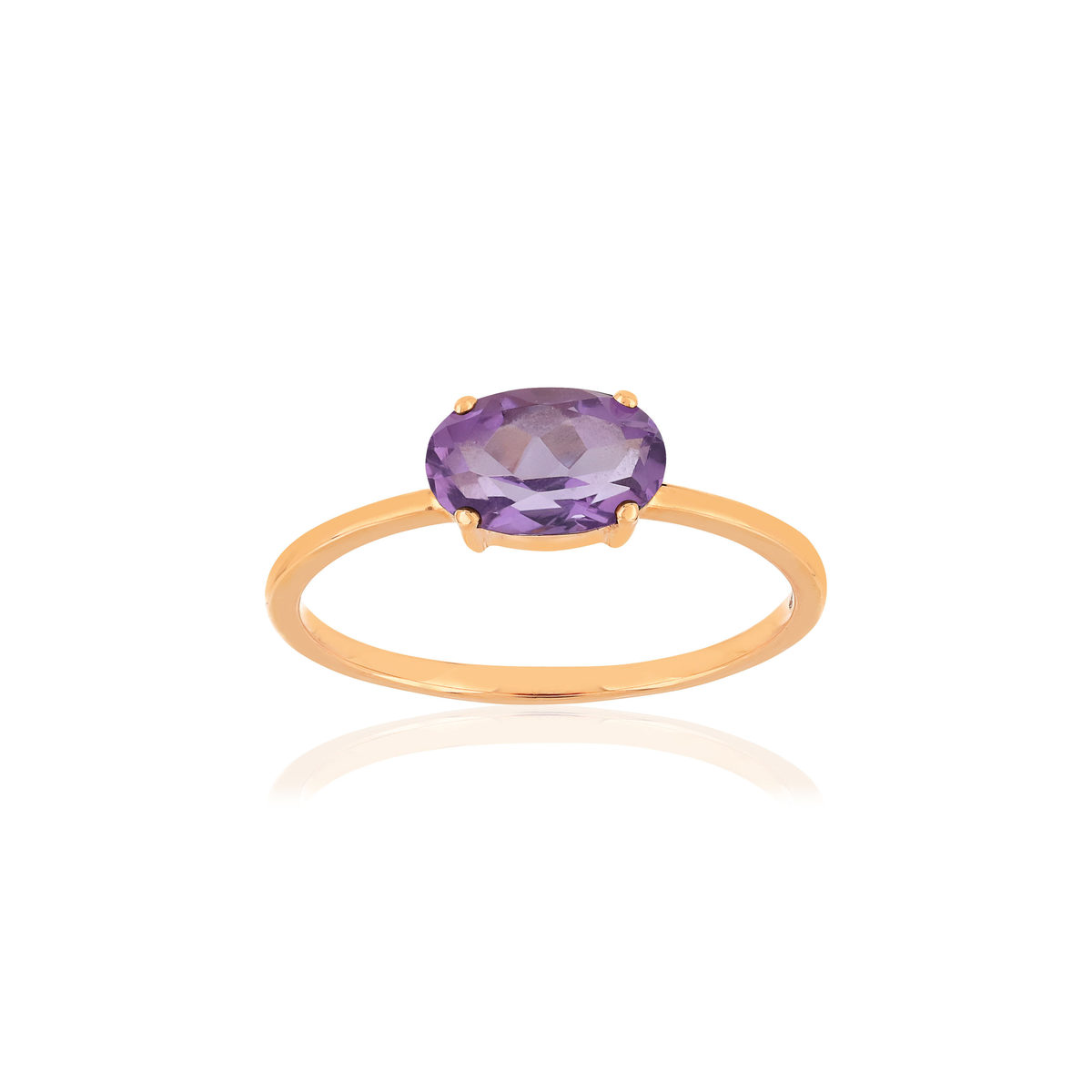 Bague or rose 375 améthyste ovale