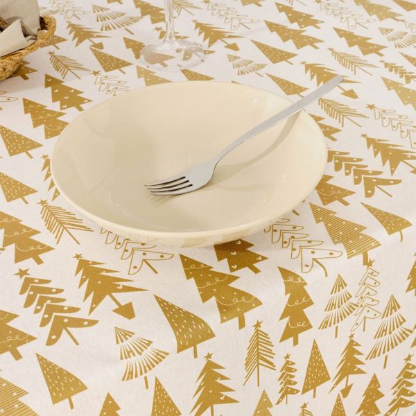 Muare Resin Anti-stain Tablecloth Christmas 31 200x139 Cm Beige