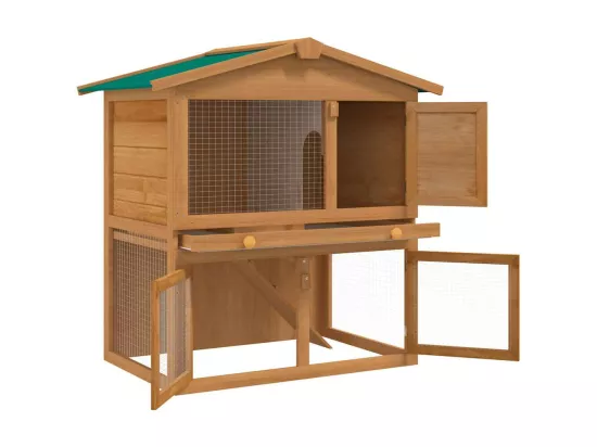 Clapier d'extérieur Enclos pour petits animaux 3 portes Bois