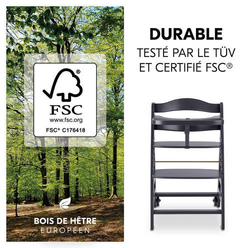 Chaise haute Beta + Gris foncé - HAUCK