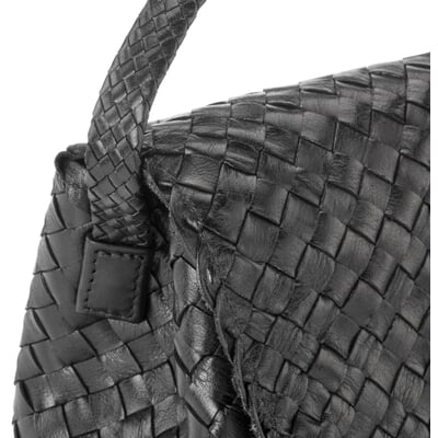 Lederhandtasche geflochten, schwarz