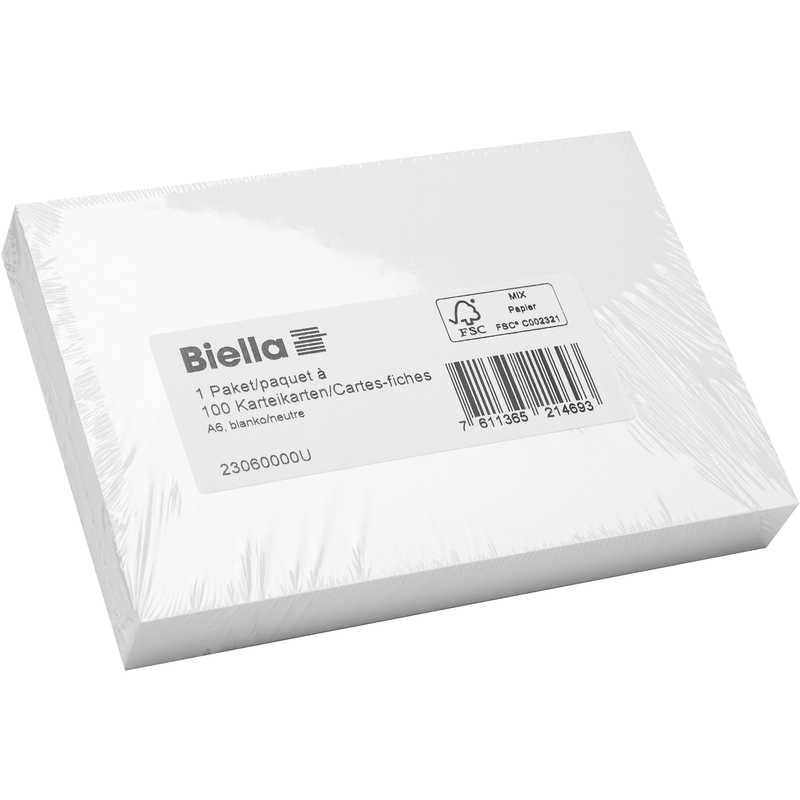 Biella Karteikarten, A6, blanco, weiss
