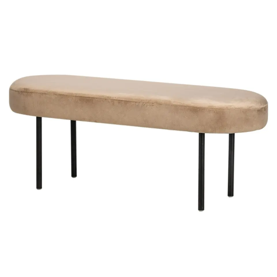 Metalen en fluwelen beige bank