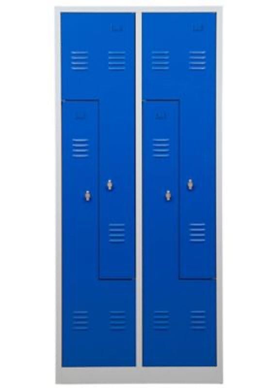 PROREGAL Garderobekast Camel 4-Vaks Z-Design HxBxD 180 x 80 x 50 cm Hangslot Grijs-Blauw