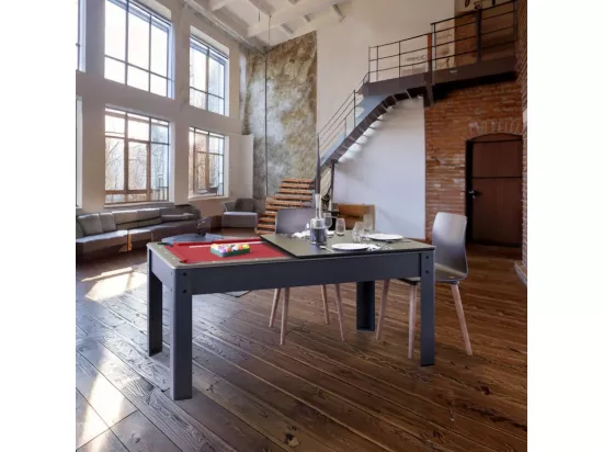 Billard Américain convertible table 4places KITBILL 5FT - 183 x 102 x 78 cm Plateau dînatoire et accessoires inclus - Noir
