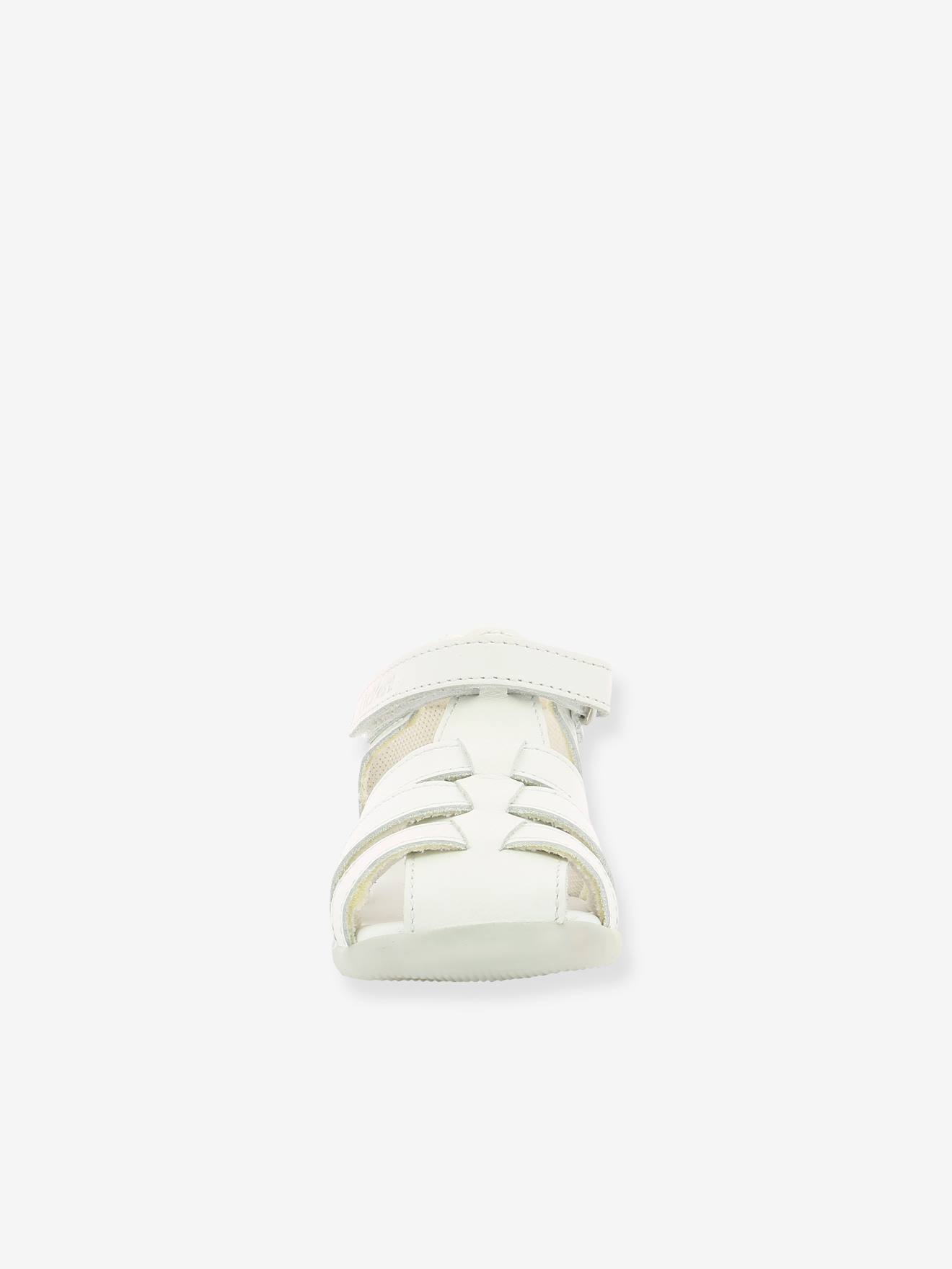 Sandálias de couro infantil KICKERS® Bigflo-2 Iconique Biboo, brancas