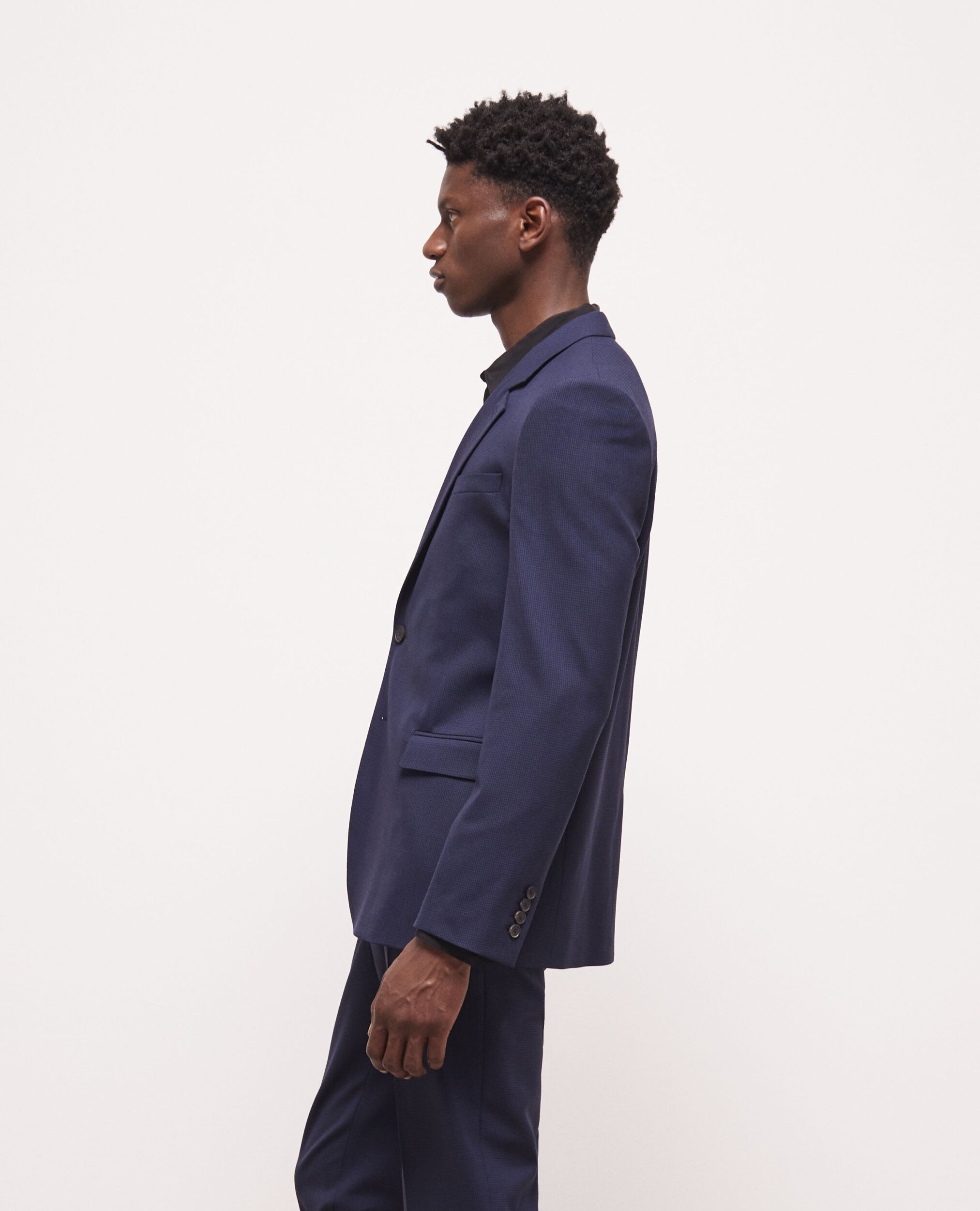 Veste de costume en laine pied-de-poule
