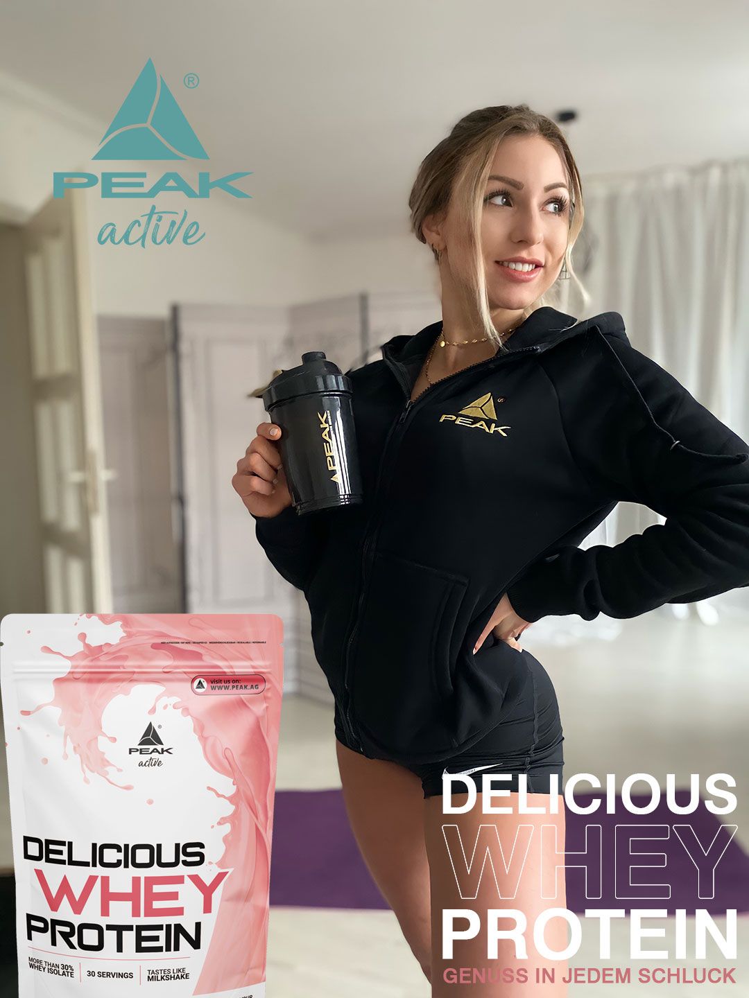 PEAK Delicious Whey Protein - Geschmack Choco Biscuit