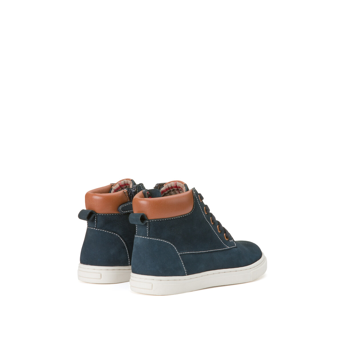 COLEÇÃO LA REDOUTE<br>Botas de tornozelo em couro com zíper e cadarços