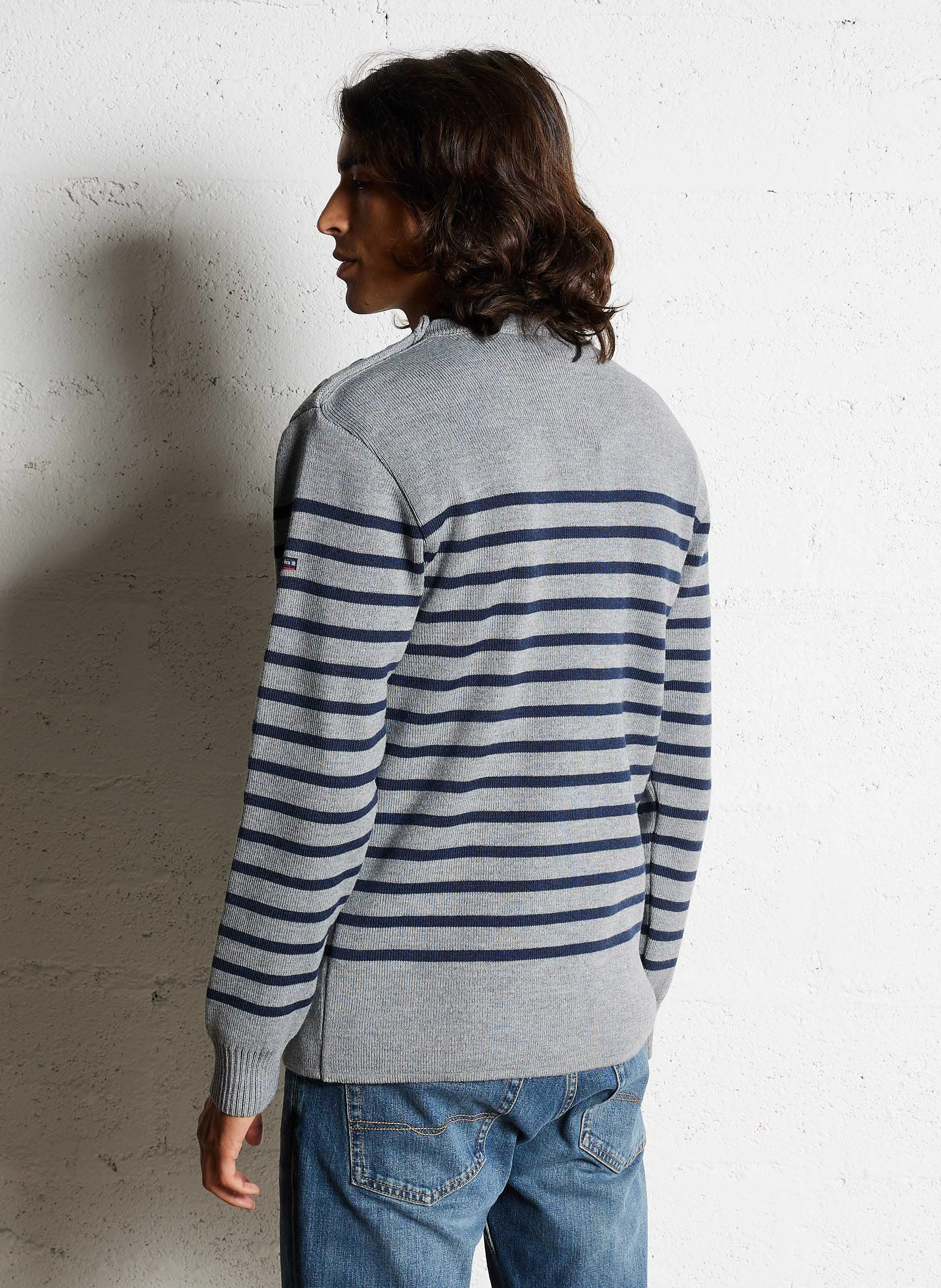 Pull col rond à rayures en laine mélangée | Multicolore