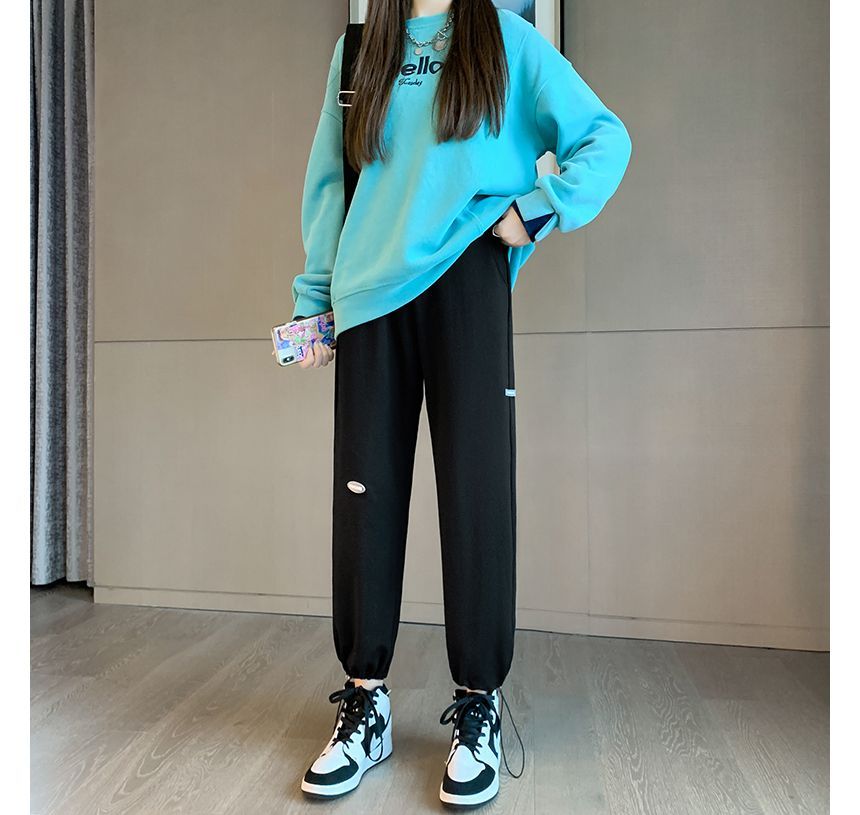 Maisee - Hoge taille effen joggingbroek met trekkoordmanchetten