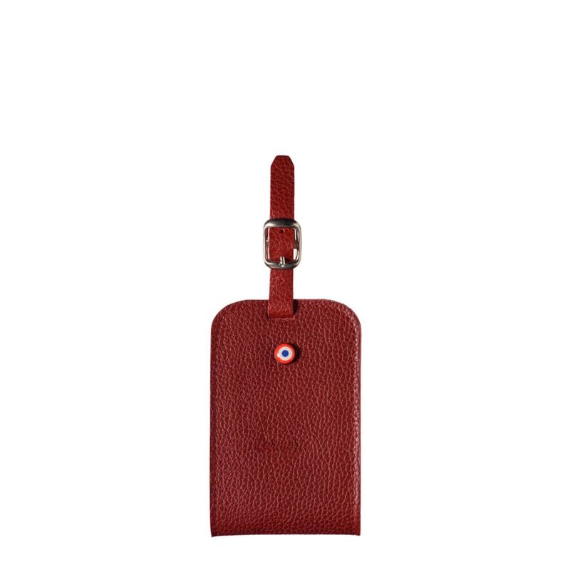 Porte-étiquette Jules en cuir grainé Vigne Rouge