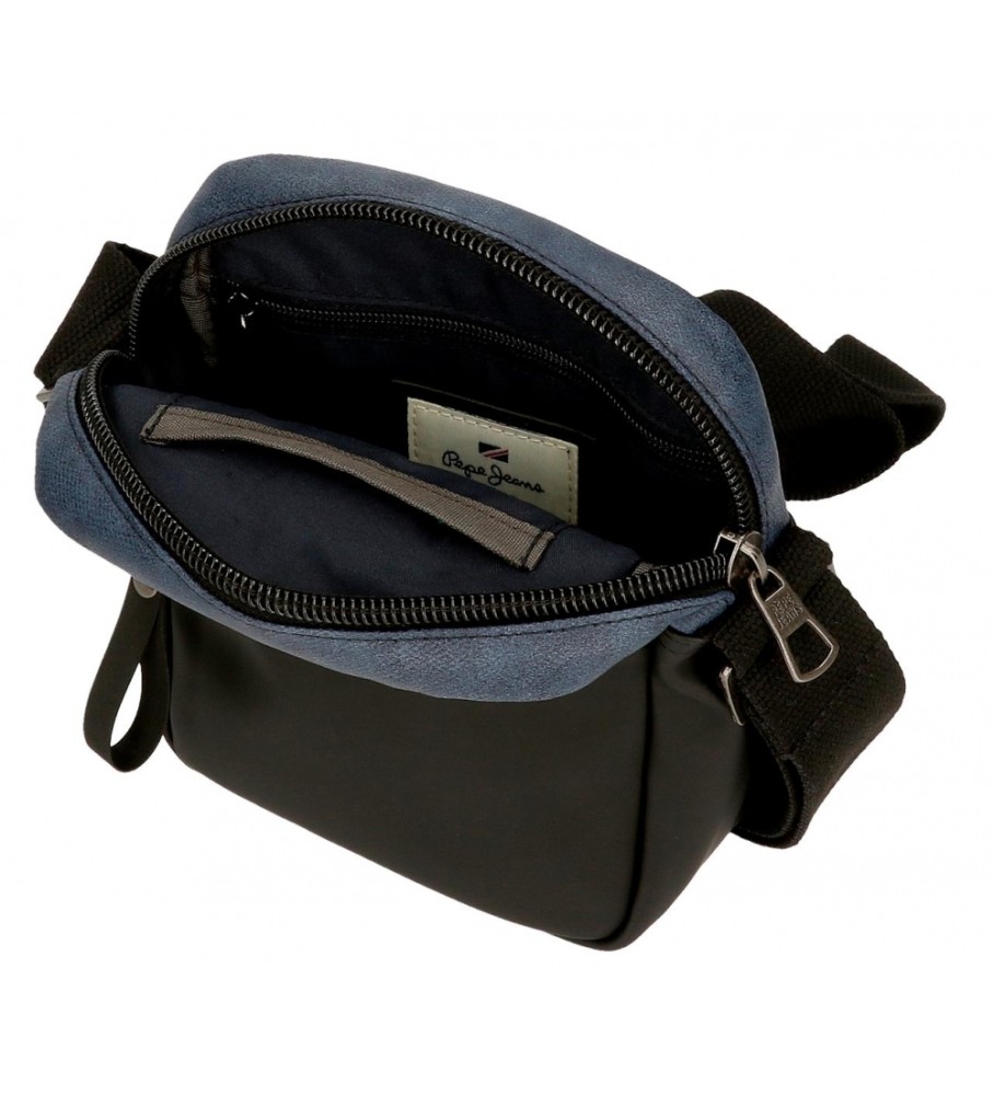 Bolsa de ombro pequena Pepe Jeans Ocean com bolso frontal, preta.