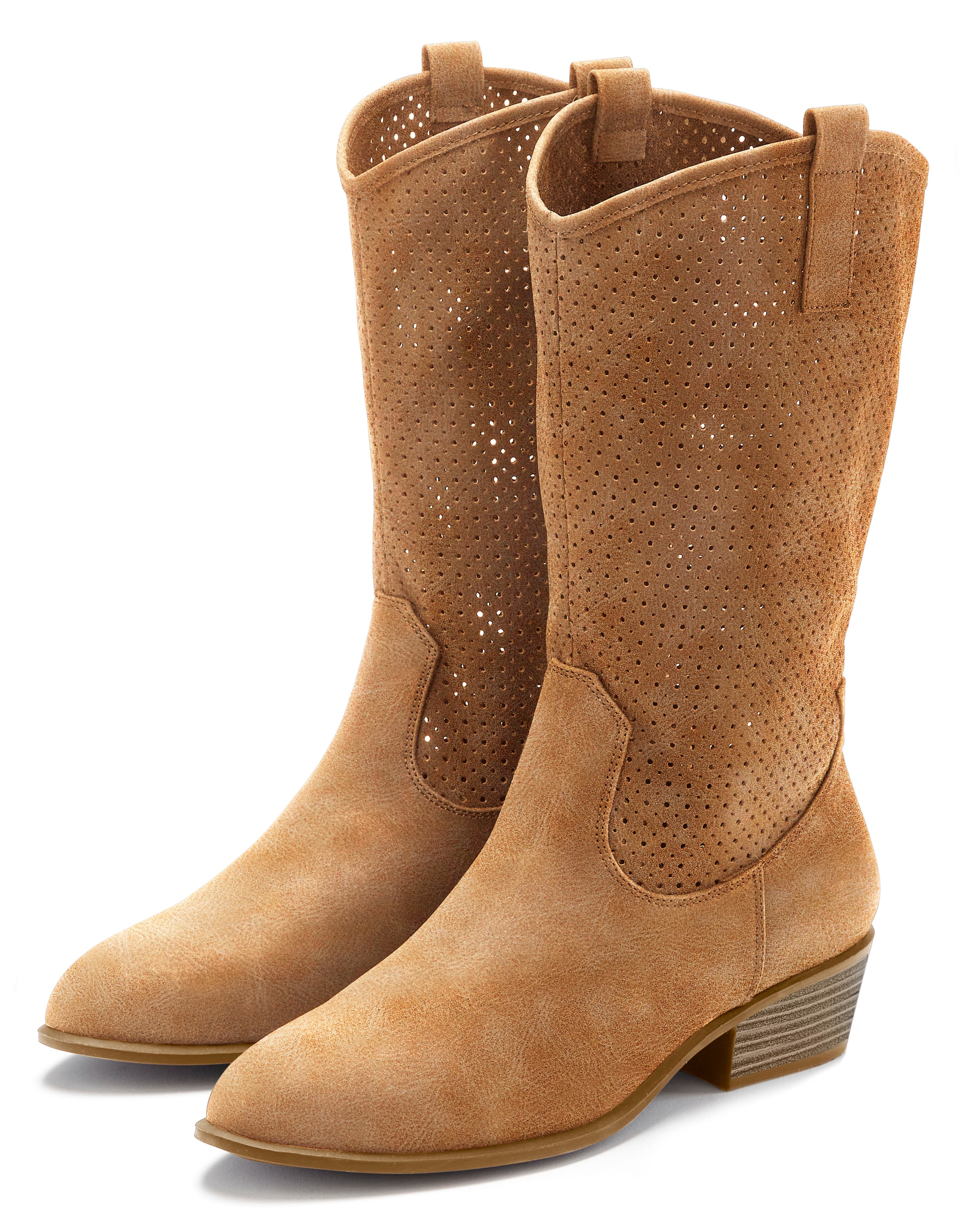 LASCANA Westernstiefel  Sommer Boots, Ankle Stiefelette, Schlupfstiefel, Cowboy-Look, Cut-Outs