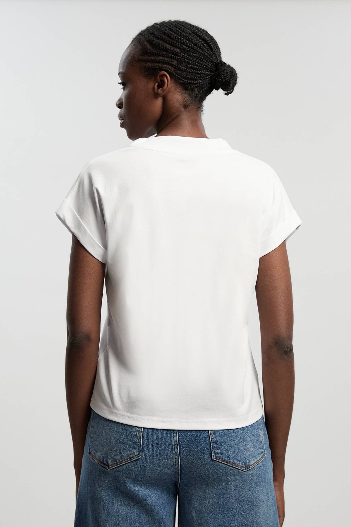KarenMillen T-shirt Jersey Col V Avec Détail Nœud