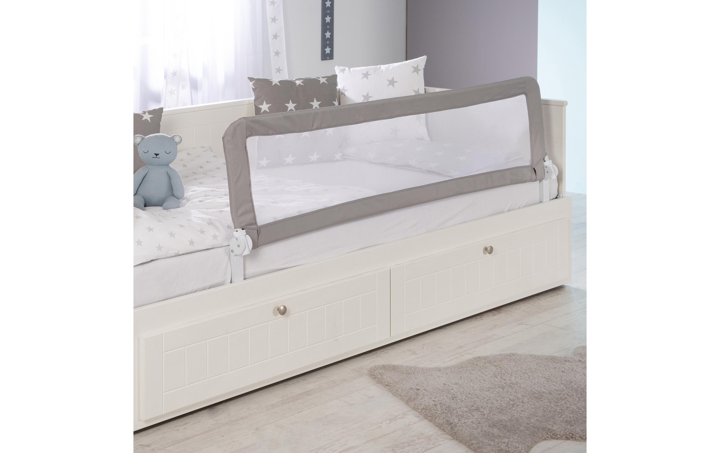 Bettgitter Klipp-Klapp Taupe 150 x 40 cmKlappbares Bettschutzgitter für Babys und Kinder