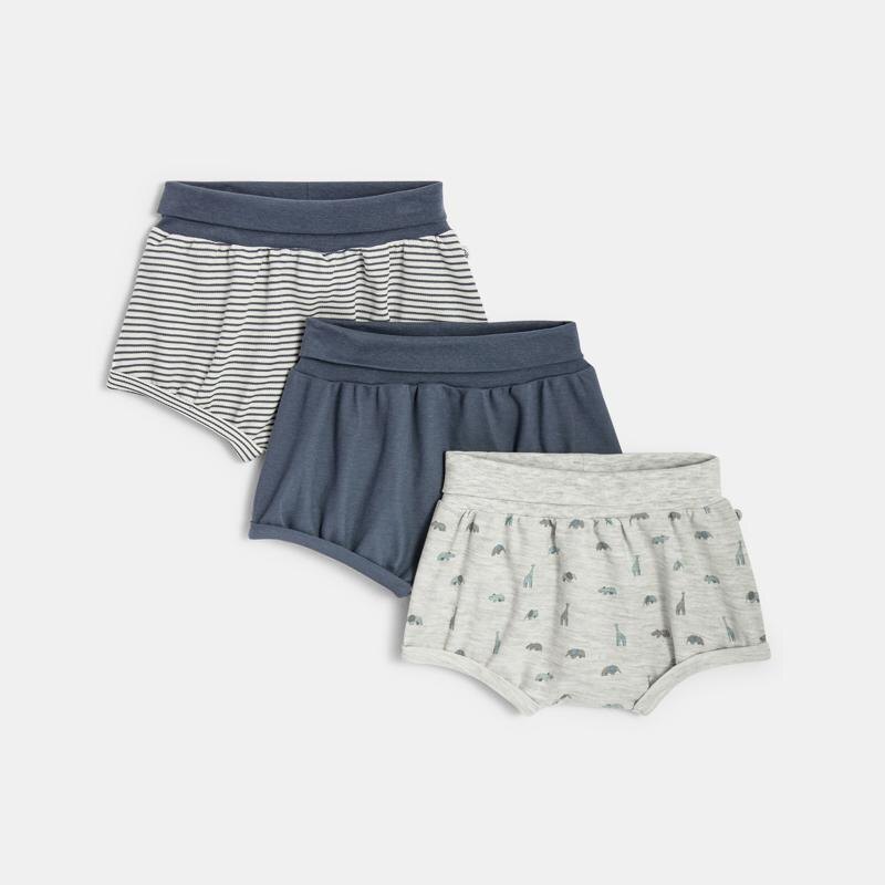 Short en maille savane (lot de 3) bleu naissance Bleu
