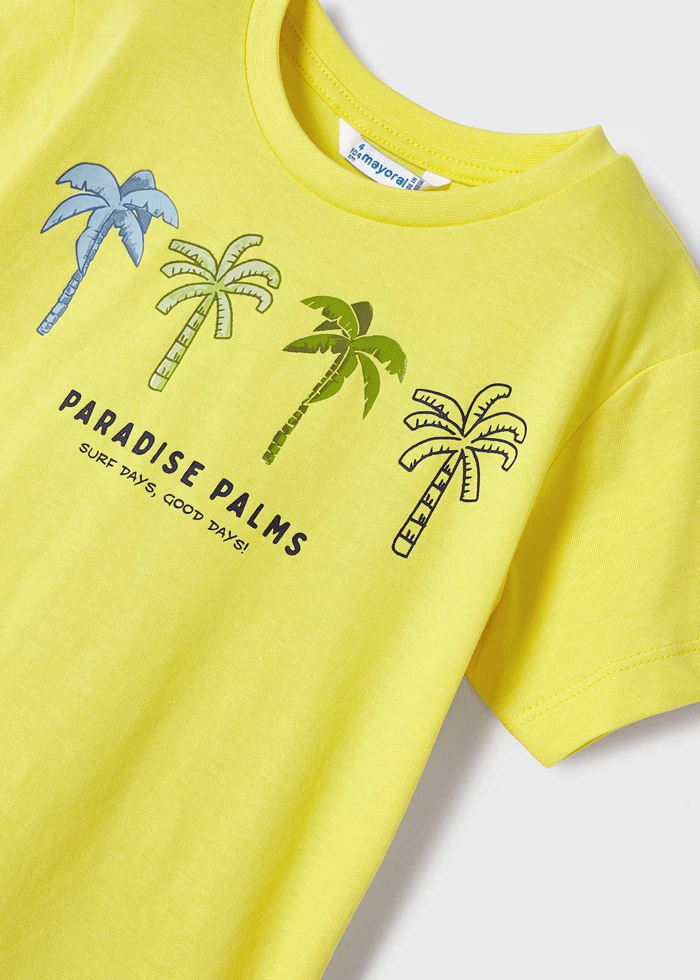 Camiseta infantil masculina em algodão sustentável com estampa.