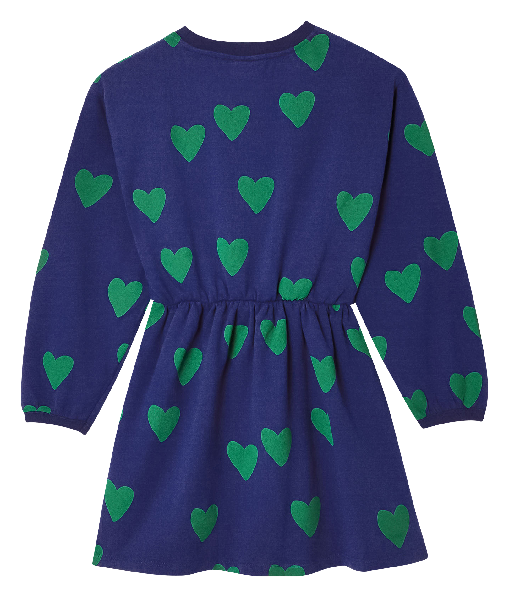 Robe courte col rond imprimé en coton| Bleu