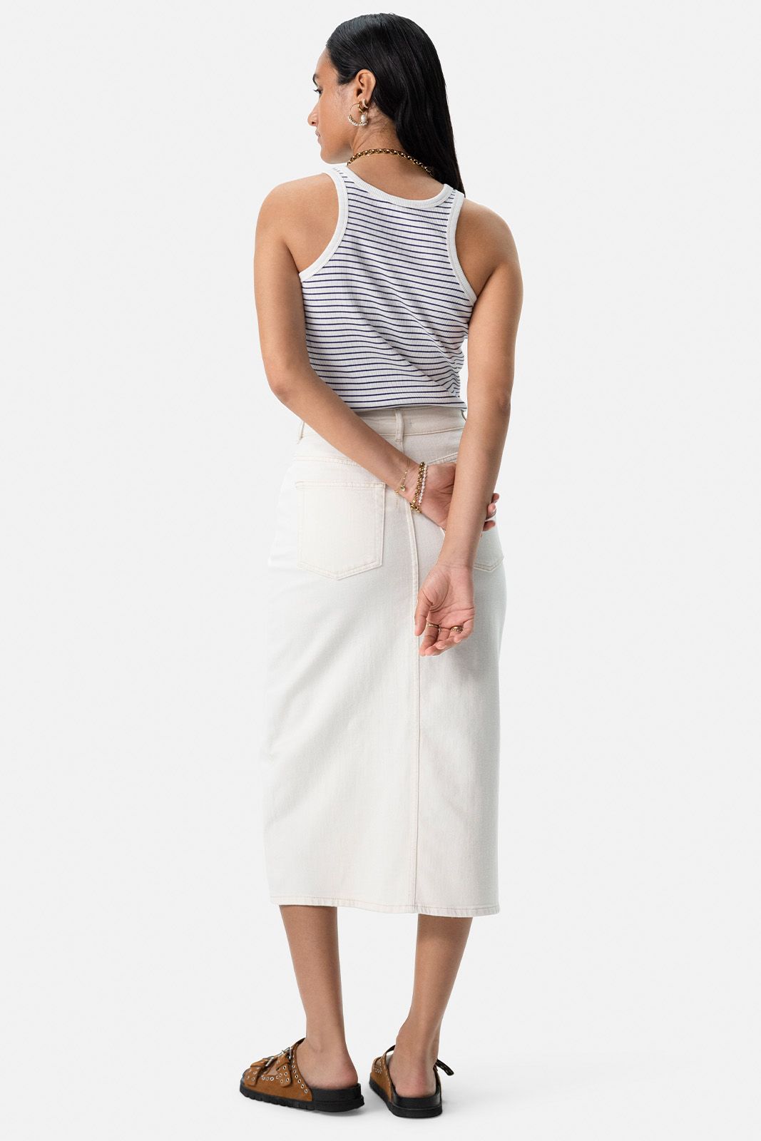 Witte denim rok met split