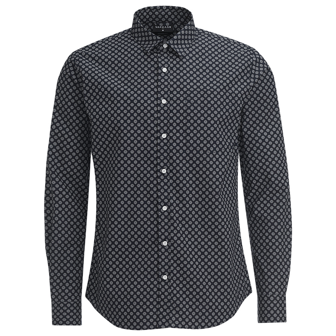 VanVaan Herren Hemd mit Allover-Muster dunkelblau