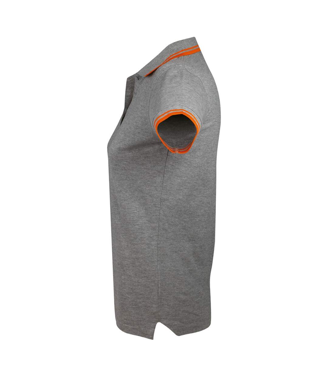 SOLS - Polo manches courtes PASADENA - Femme (Gris chiné/orange) - UTPC2432