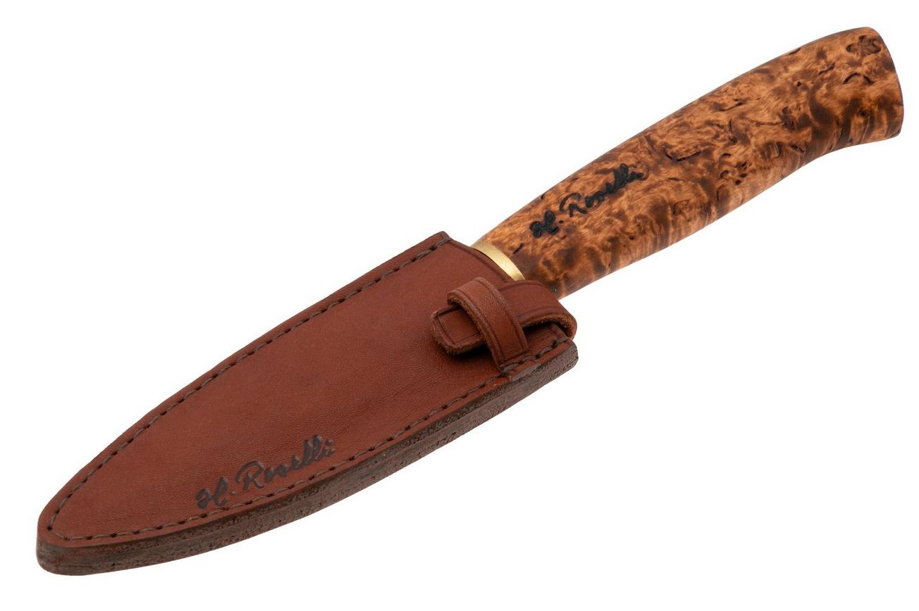 Roselli Allround Knife R750D Carbon Steel, Stained Curly Birch, universeelmes, 12 cm