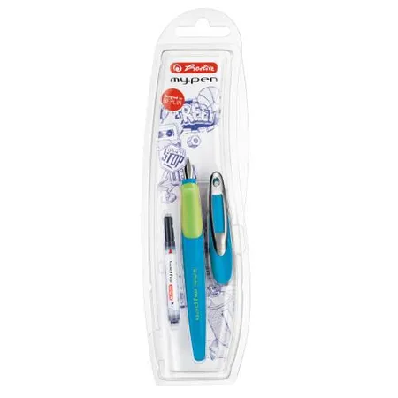 Herlitz Schulfüllhalter my.pen M-Feder blau/neon