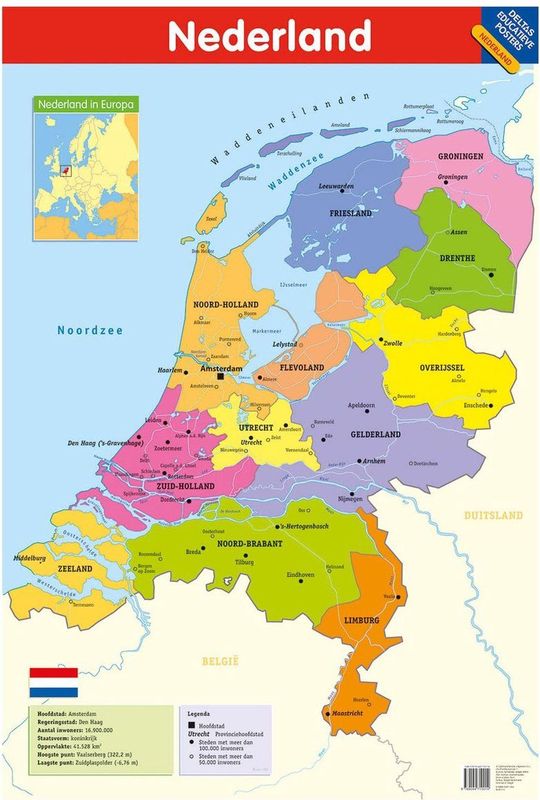 Deltas - Educatieve Poster - Nederland - Kaart van Nederland