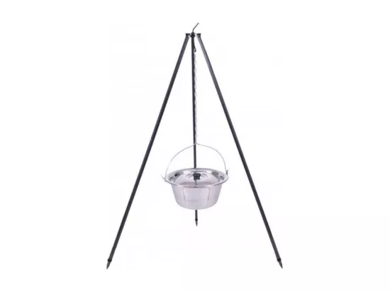 Chaudron en acier inoxydable sur trépied 8 litres