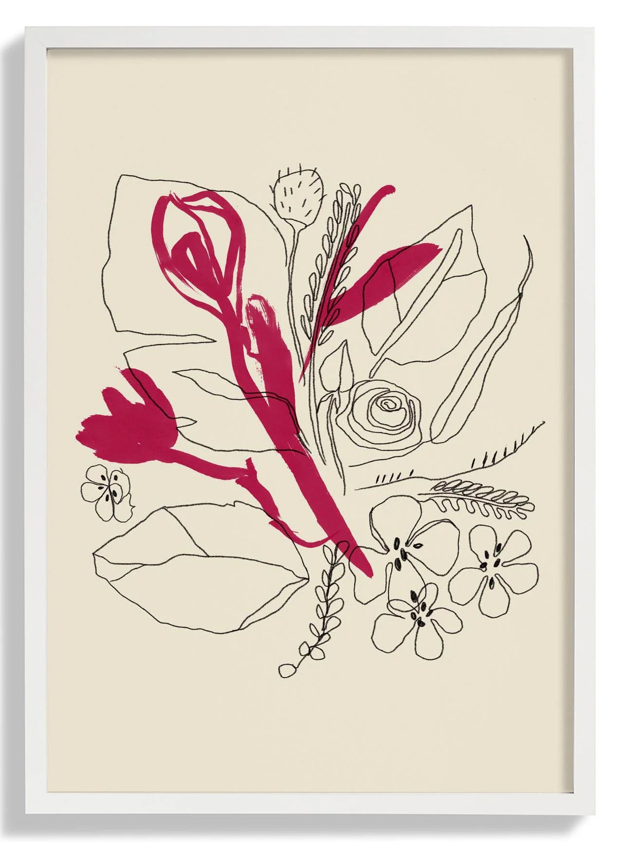 Bouquet Magenta und schwarze Linien