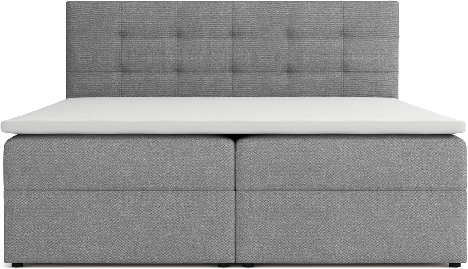 Jessa Boxspringbett mit Bettkästen H2/H3 Matratze und Topper (Grau, 160 x 200 cm)