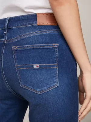 Calça jeans Nora de cintura média, skinny e desbotada.