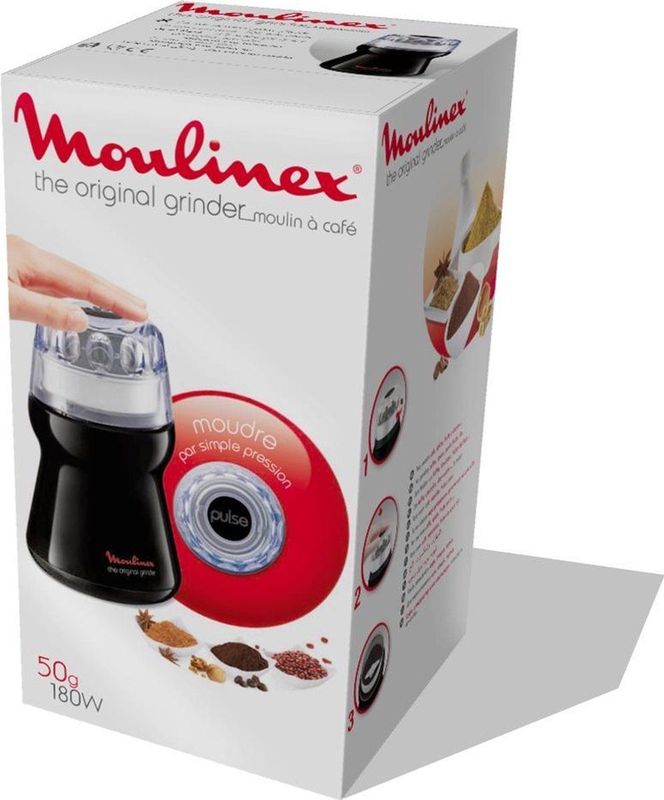 Moulinex The Original Grinder AR1108 - Elektrische koffiemolen - Doorschijnend deksel - 1800 W - Zwart