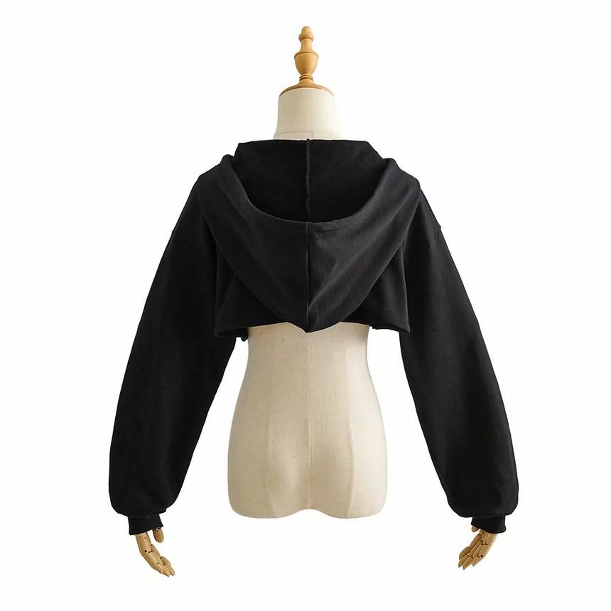 Reknovine - Lange mouwen effen cropped hoodie