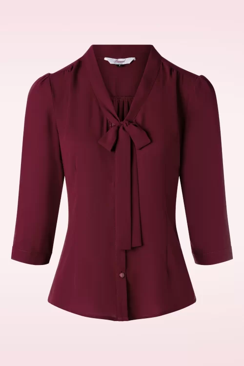 Banned Retro Perfecte strikblouse in bordeauxrood