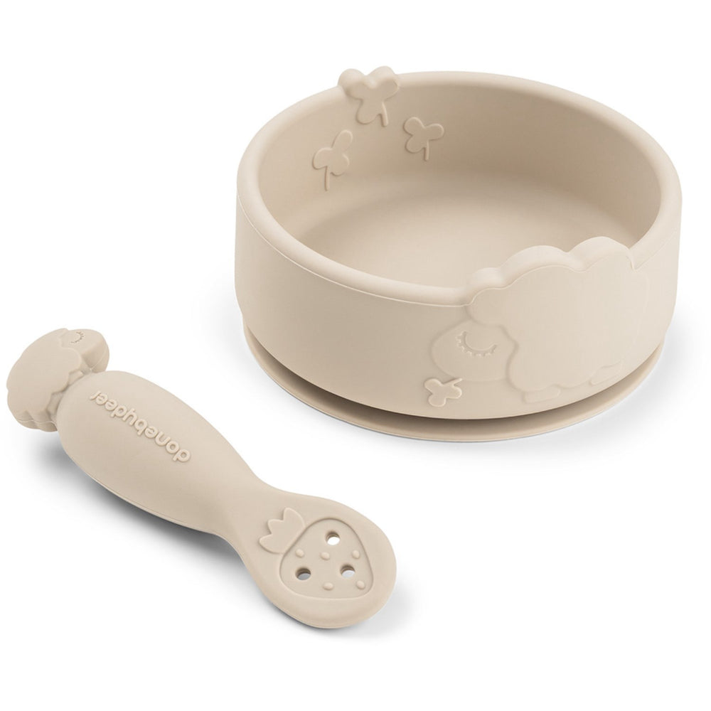 Køb DonebyDeer Sheepy Sand Silikone Stick&Stay Skål & Babyske