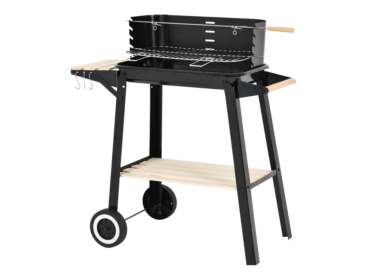Rechthoekige verrijdbare kolenbarbecue