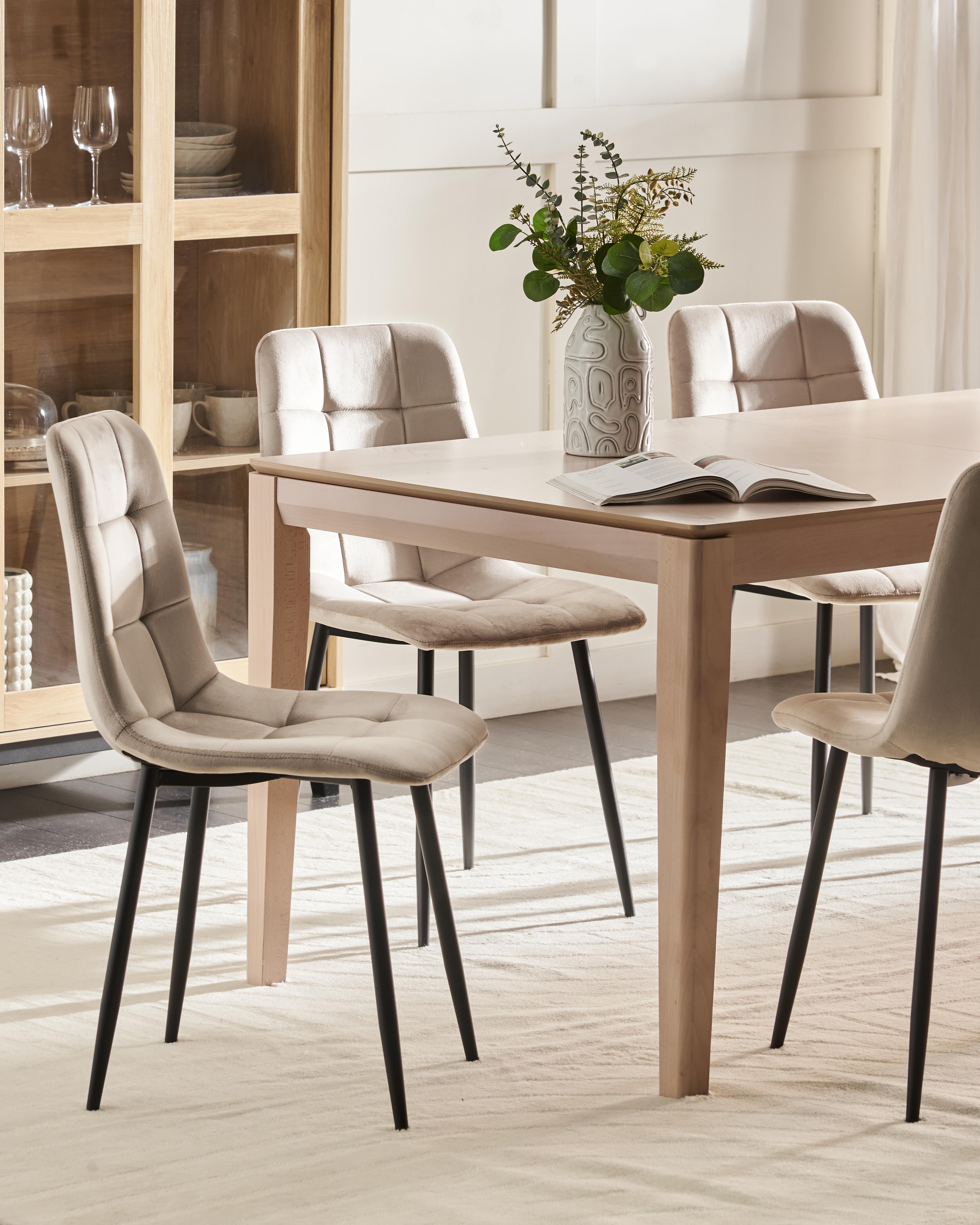 Set van 4 eetkamerstoelen POWELL Fluweel Beige
