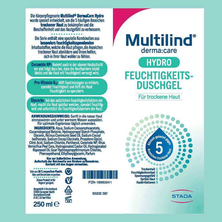 Multilind Dermacare Hydro Feuchtigkeits-Duschgel, 250 ml