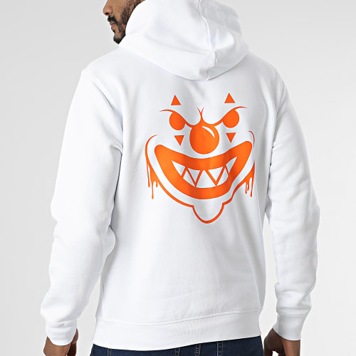 Sweat Capuche Sale Clown Blanc Orange