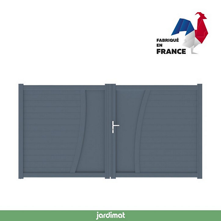 Portail Jardimat battant aluminium Emagny gris anthracite - 350 x h.180 cm