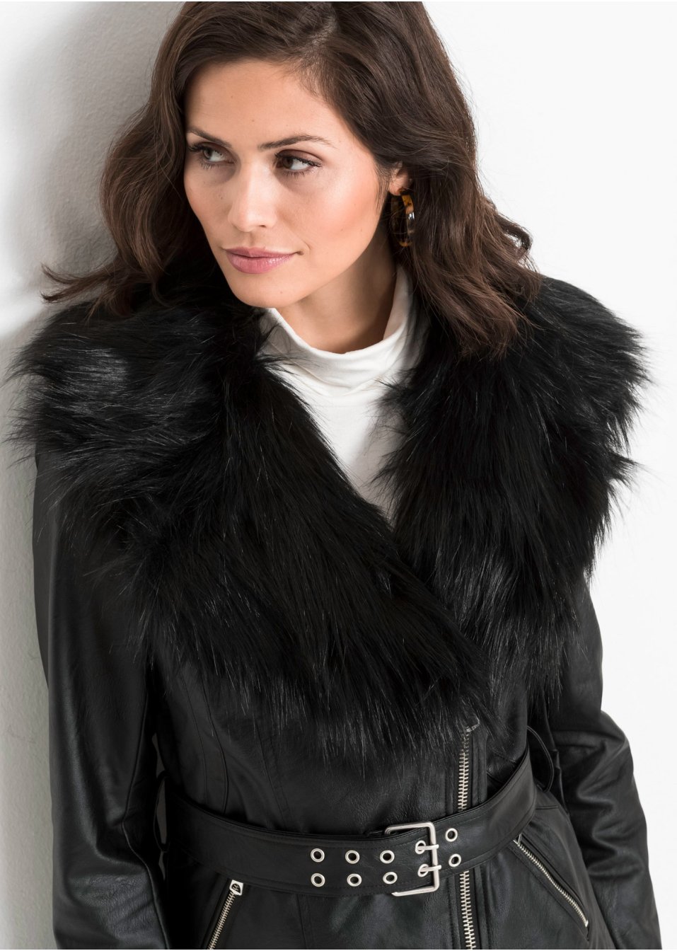 Veste avec col en synthétique