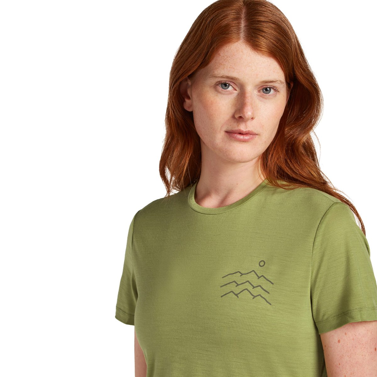 Icebreaker Merino 125 Cool-Lite Sphere Across the Peaks T-Shirt Damen olive