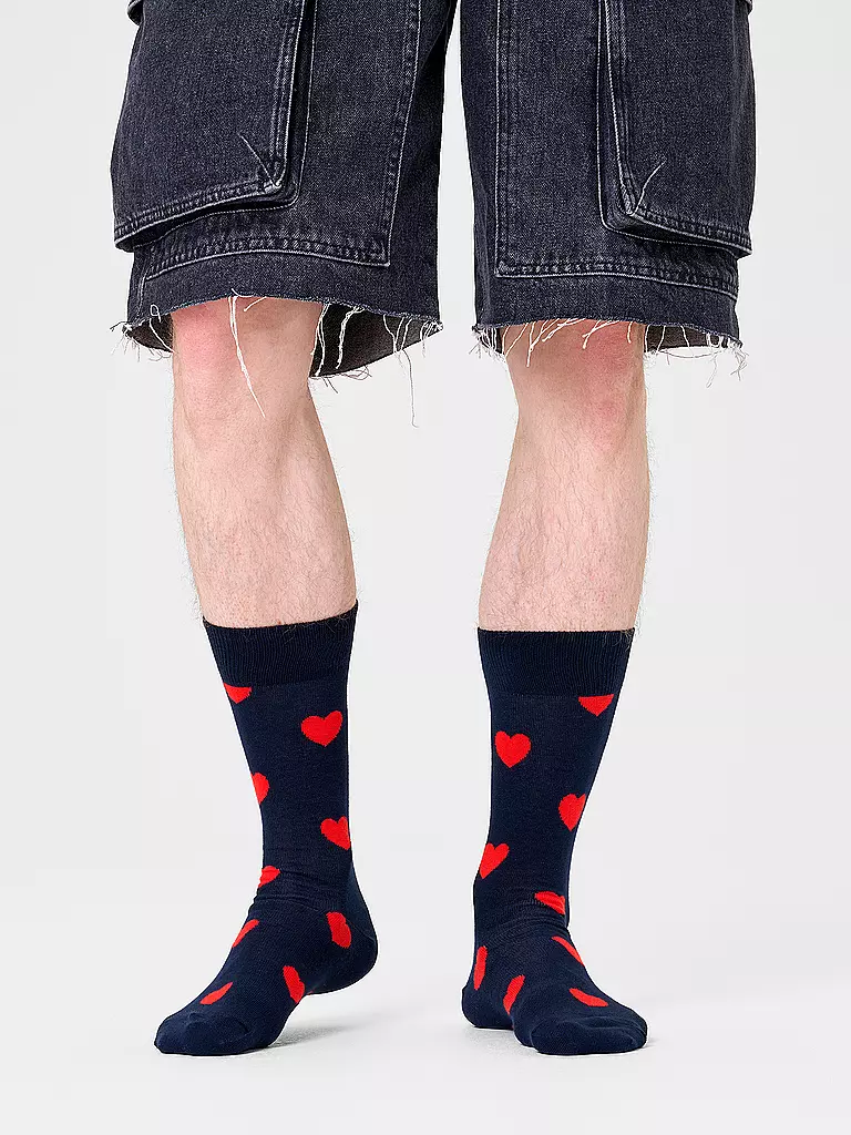 HAPPY SOCKS Herren Geschenkbox Socken HEART 41-46 navy dunkelblau
